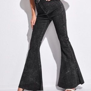 *NEW* Black Acid Wash High Waisted Bell Bottoms